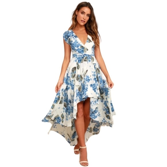 NWT Lulus French Countryside White Floral High-Low Dress - Picture 1 of 13